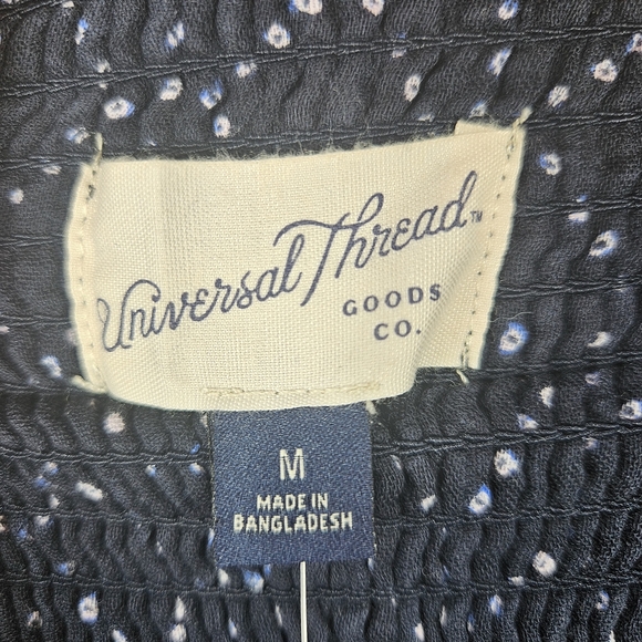 Universal Thread Smocked Waist Tiered Mini Skirt Navy Blue Boho Cotton Size M - Picture 5 of 9